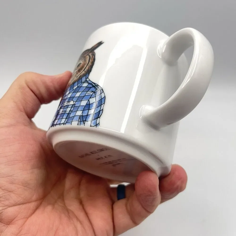 West Elm Rachel Kozlowski White Ceramic Dapper Owl Bow Tie Coffee Tea Mug Cup